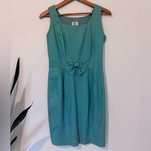 Vintage Laura Ashley Light Teal Dress Linen/Cotton Blend